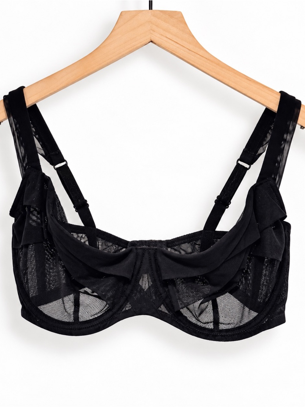 Chantal Thomass Black Sheer Mesh Underwire Bra 34 DD French Designer Lingerie